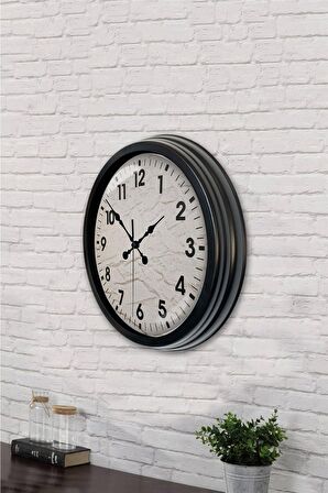 40 Cm Siyah Metal Klasik Duvar Saati