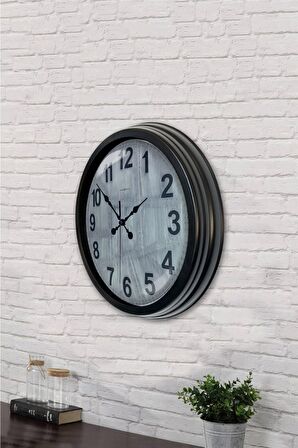 40 Cm Siyah Metal Klasik Duvar Saati