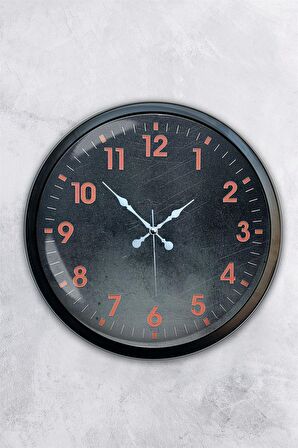 40 Cm Siyah Metal Klasik Duvar Saati