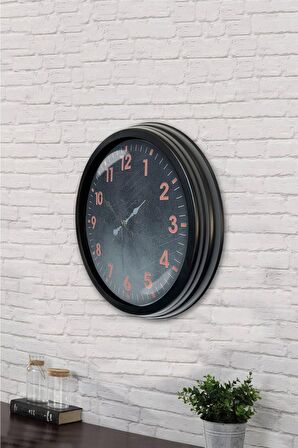 40 Cm Siyah Metal Klasik Duvar Saati