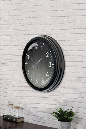 40 Cm Siyah Metal Klasik Duvar Saati