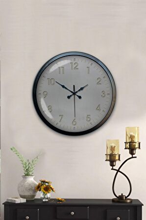 40 Cm Siyah Metal Klasik Duvar Saati