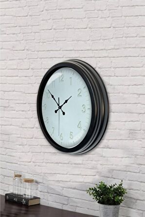 40 Cm Siyah Metal Klasik Duvar Saati