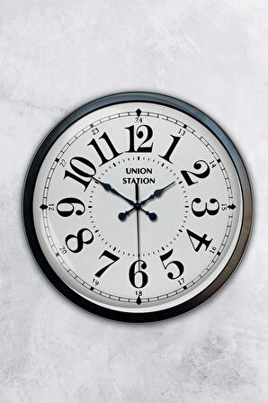 40 Cm Siyah Metal Klasik Duvar Saati