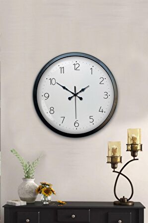 40 Cm Siyah Metal Klasik Duvar Saati