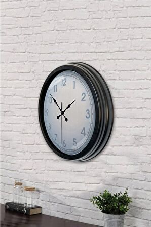 40 Cm Siyah Metal Klasik Duvar Saati