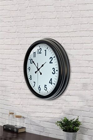 40 Cm Siyah Metal Klasik Duvar Saati