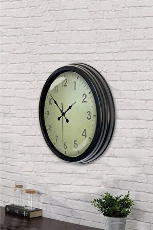 40 Cm Siyah Metal Klasik Duvar Saati