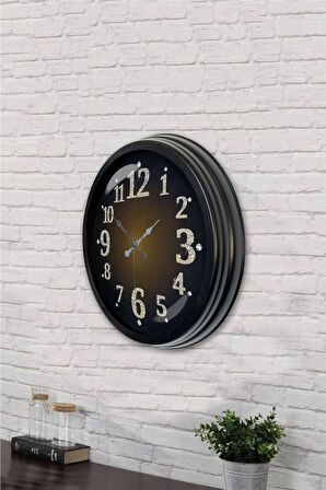40 Cm Siyah Metal Klasik Duvar Saati