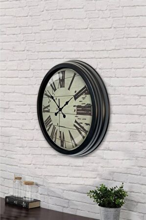 40 Cm Siyah Metal Klasik Duvar Saati