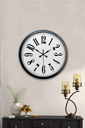 40 Cm Siyah Metal Klasik Duvar Saati