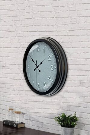 40 Cm Siyah Metal Klas Duvar Saati