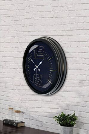 40 Cm Siyah Metal Klas Duvar Saati