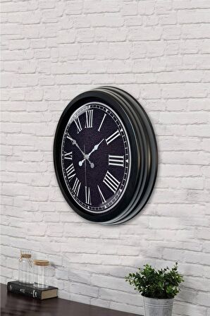 40 Cm Siyah Metal Klas Duvar Saati