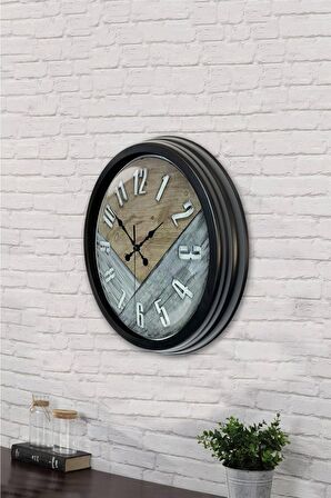 40 Cm Siyah Metal Klas  Duvar Saati