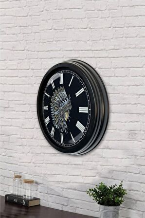 40 Cm Siyah Metal Kızıldereli Duvar Saati