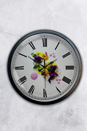 40 Cm Siyah Metal Kitchen Duvar Saati