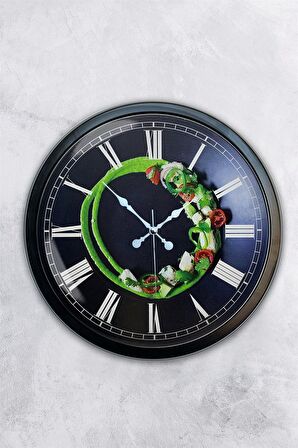40 Cm Siyah Metal Kitchen Duvar Saati