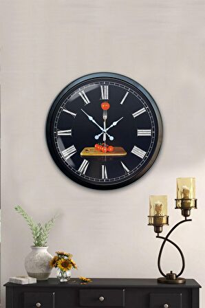 40 Cm Siyah Metal Kitchen Duvar Saati