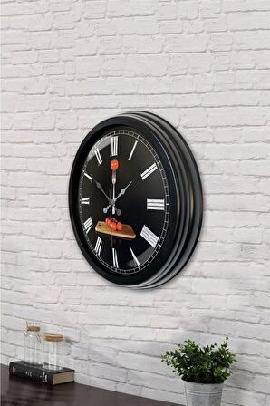 40 Cm Siyah Metal Kitchen Duvar Saati
