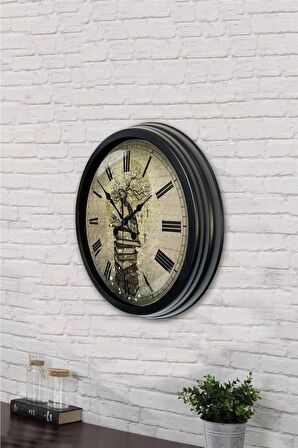 40 Cm Siyah Metal Kitap Duvar Saati