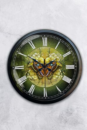 40 Cm Siyah Metal Kelebek Duvar Saati