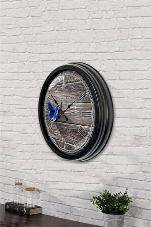 40 Cm Siyah Metal Kelebek Duvar Saati