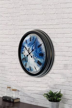 40 Cm Siyah Metal Kelebek Duvar Saati