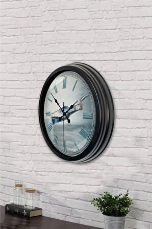 40 Cm Siyah Metal Kayıp Duvar Saati
