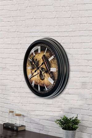 40 Cm Siyah Metal Kaşif Duvar Saati