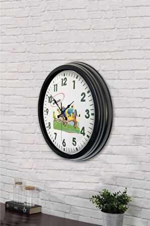 40 Cm Siyah Metal Kasap Duvar Saati