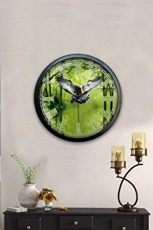 40 Cm Siyah Metal Kartal Duvar Saati