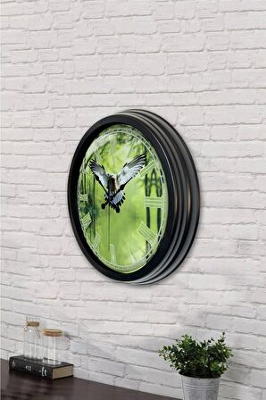 40 Cm Siyah Metal Kartal Duvar Saati