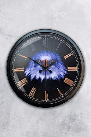 40 Cm Siyah Metal Kartal Duvar Saati