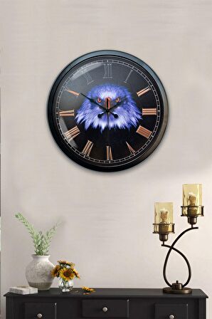 40 Cm Siyah Metal Kartal Duvar Saati