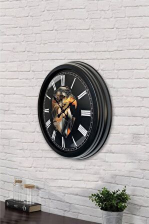 40 Cm Siyah Metal Kartal Duvar Saati