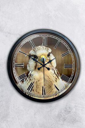 40 Cm Siyah Metal Kartal Duvar Saati