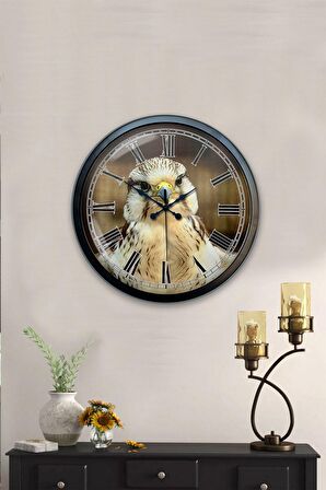 40 Cm Siyah Metal Kartal Duvar Saati