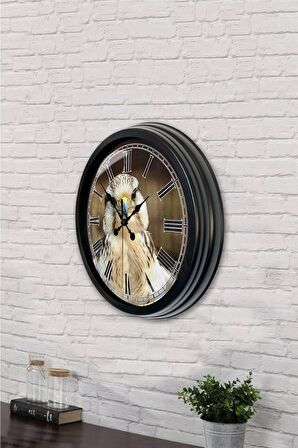 40 Cm Siyah Metal Kartal Duvar Saati