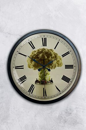 40 Cm Siyah Metal Karnabahar Duvar Saati