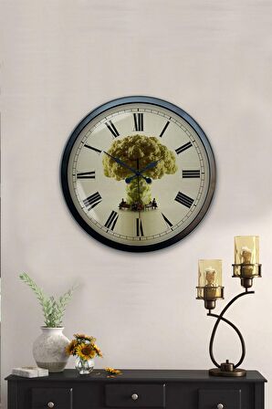 40 Cm Siyah Metal Karnabahar Duvar Saati