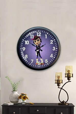 40 Cm Siyah Metal Karakter Duvar Saati