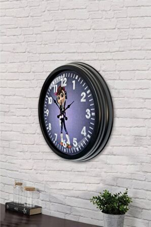 40 Cm Siyah Metal Karakter Duvar Saati