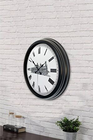 40 Cm Siyah Metal Kara Tren Duvar Saati