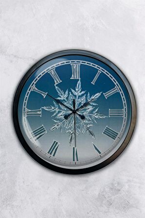 40 Cm Siyah Metal Kar Tanesi Duvar Saati
