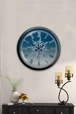 40 Cm Siyah Metal Kar Tanesi Duvar Saati