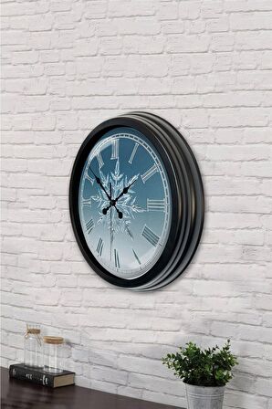 40 Cm Siyah Metal Kar Tanesi Duvar Saati