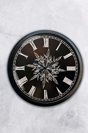 40 Cm Siyah Metal Kar Tanesi Duvar Saati
