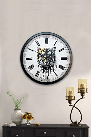 40 Cm Siyah Metal Kaplan Duvar Saati