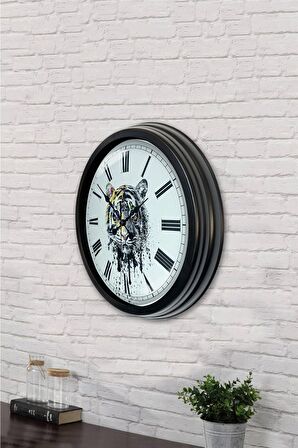 40 Cm Siyah Metal Kaplan Duvar Saati